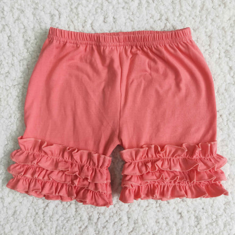 A16-4 Coral Red Summer Solid Color Lace Bottoming Shorts Baby Girl's Shorts
