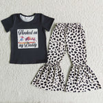 SALE A11-22 Hooked on my Daddy Black Leopard Short Sleeves Set