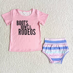 Pink Bows Rodeos Baby Bummie Set