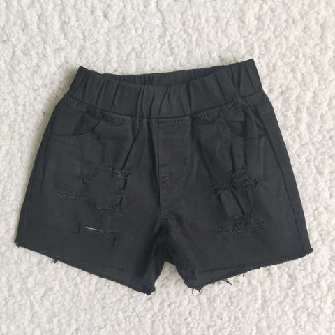 D13-3 Summer Kids Black Denim Girl's Shorts