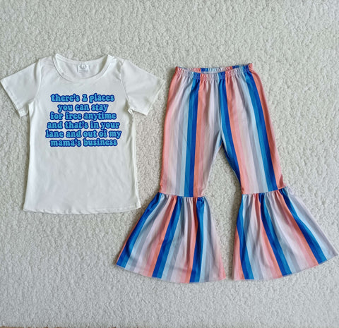 SALE D10-15 Blue Stripe Short Sleeves Set mama's business