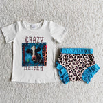 Crazy Heifer Cow Baby Bummie Set