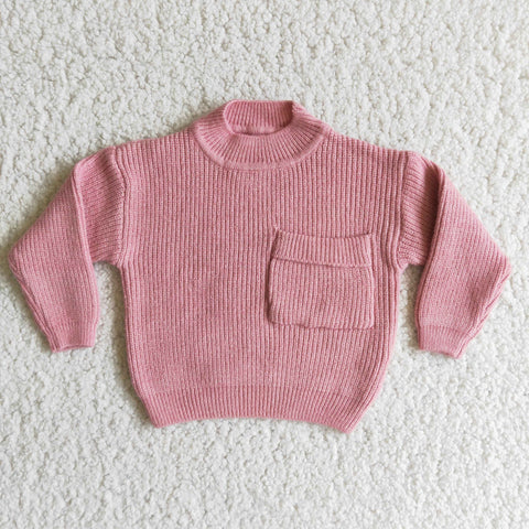 SALE Winter Fashion Cute Pink Knit Sweater With Pockets