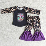 SALE 6 A1-14 The Cow's Come Home Purple Leopard Print Winter Girl's Outifts