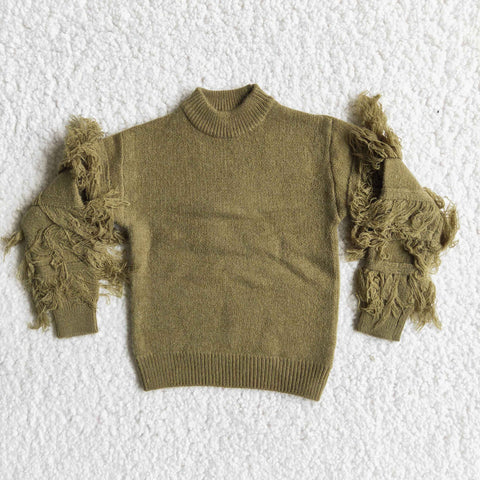 SALE Winter Fashion Cute Dark Green Knit Sweater With Tassel