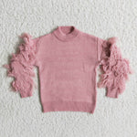 SALE Winter Fashion Cute Pink Knit Sweater With Tassel