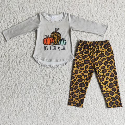 SALE 6 A26-1 It's Fall Yall Halloween Pumpkin Gray Leopard Sets