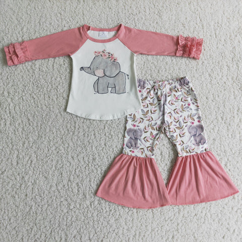 SALE 6 A28-18 Girl's Elephant Pink Flower Suit