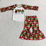 Girl's Christmas Green animal Green Red Plaid Love Outfits