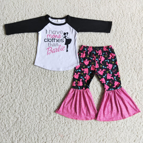 Baby Letter Girl's High Heel Black Pink Girl‘s Suit