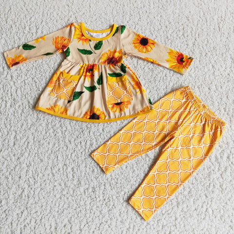 SALE 6 A11-30 Boutique Girl's Sunflower Yellow With Pockets