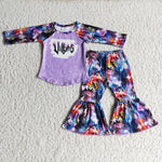 Halloween Cartoon Purple Baby Girl's Outfits