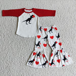 Valentine's Day Dinosaur Love Red Girl's Set