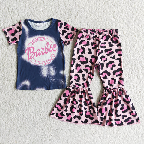 Fashion Pink Bailie Leopard Short Sleeves Set