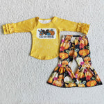 Halloween Orange Pumpkins Long Sleeves Girl's Outfits