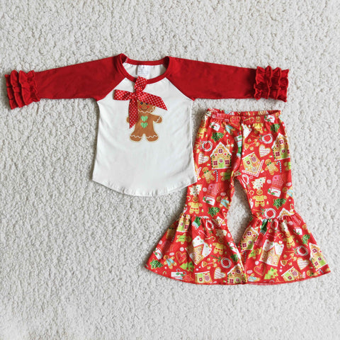 SALE 6 B10-37 Christmas Gingerbread Red With Bow Set
