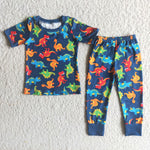 E2-29 Boy's Dark Dinosaur Short Sleeves Pajamas