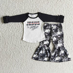 SALE 6 A16-13 Girl's Black JESUS Fashion Outifts