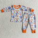 6 B10-23 Boy Cartoons glasses Cute Hot Orange Pajamas Outfits