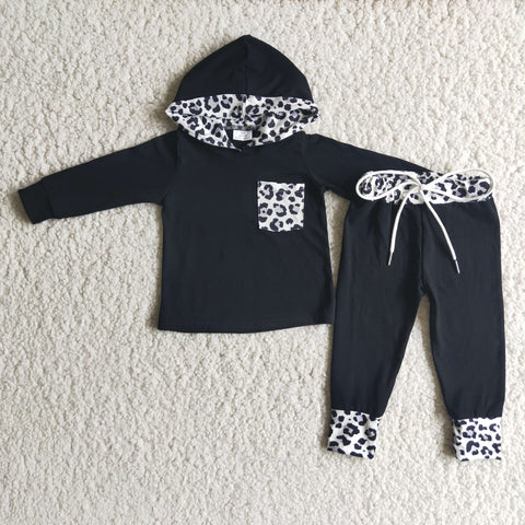 6 B8-22 Boy's Fashional Hoodie Black Leopard Outfits