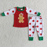 6 A12-20 Christmas Girl's Embroidered Gingerbread Pajamas