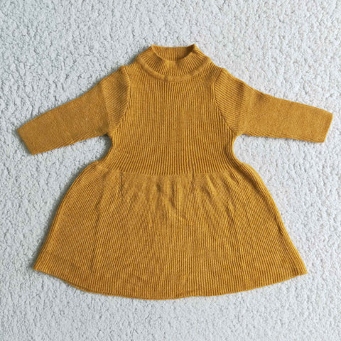 SALE Winter Fashion Yellow Knit Sweater Dress