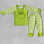 6 B7-2 Boy's Pajamas Christmas Green animal Stripe New Outfits