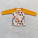 SALE 6 A17-18 Boy's Halloween Pumpkin Orange Long Sleeves Shirt