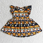 A6-3 Baby Girl's Dress Pumpkin Print Halloween Short Sleeves Dress
