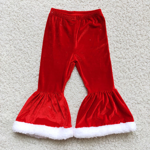 Christmas Golden Velvet Red Flared Pants