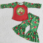 SALE 6 A13-20 Christmas Green animal Red Long Sleeves Outfits
