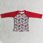 SALE 6 B4-15 Christmas Boy's Car Trees Plaid Red Shirt