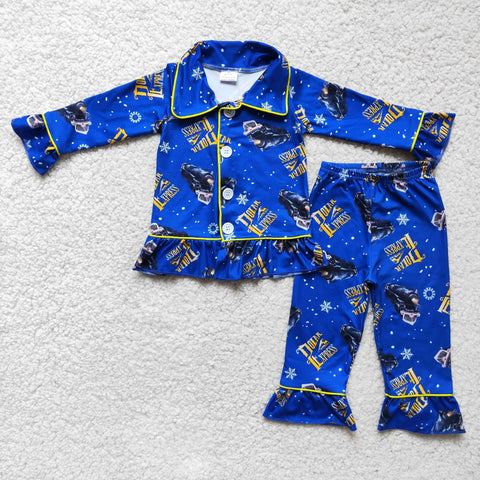 6 C6-37 Boutique Girl's Pajamas Blue Car Express Outfits