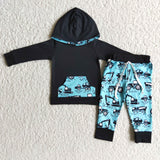 Tractor Blue Black Truck Hoodie Boy's Outfits