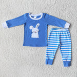 SALE 6 B13-27Easter Blue Embroidery Bunny Set