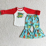 SALE 6 B7-4 Merry Christmas Girl's Bus Red Outfits