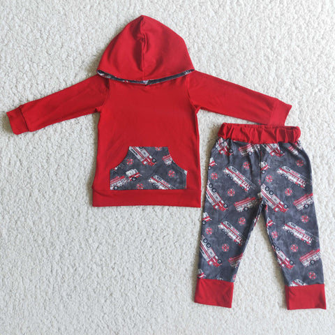 Fire Truck Hoodie Red Boy's Outfits