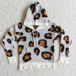 Fashional Kid Hoodie Leopard Knit Sweater