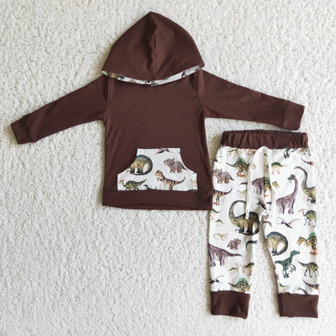Brown Dinosaur Hoodie Boy's Outfits