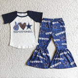 Peace Love Cowboys Blue Short Sleeves Set