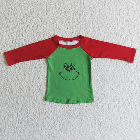 SALE 6 A6-5 Christmas Boy's Red Green animal Long Sleeves Shirt