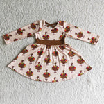 SALE 6 C10-19 Baby Girl's Brown Turkey Dress