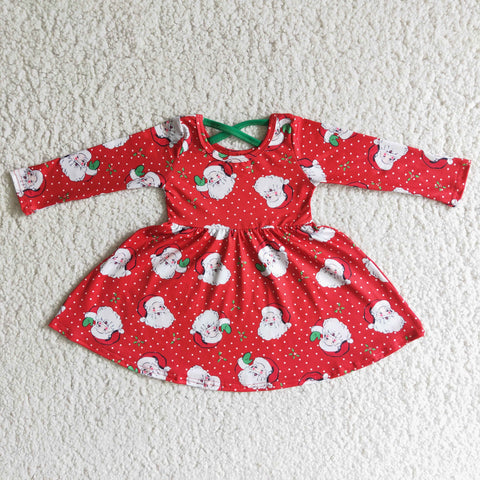 Baby Girl's Red Santa Claus Dots Dress