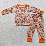 SALE 6 A10-5 Orange Cartoon Pumpkin Boy's Pajamas