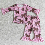 6 A11-12 Pink Cows Girl's Cute Set