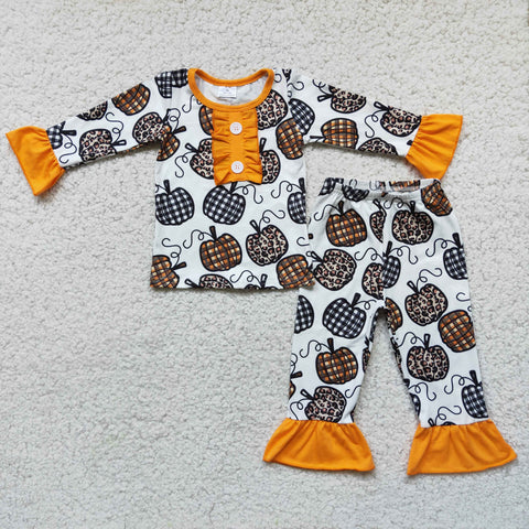 SALE 6 C10-38 Orange Pumpkin Girl's Pajamas