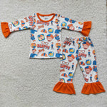 SALE 6 C11-2 Orange Cartoon glasses Girl's Pajamas