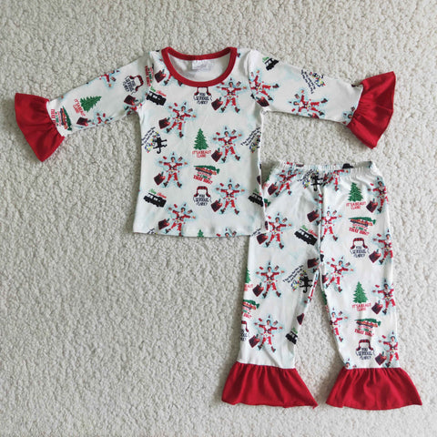 SALE 6 A2-18 It's a Beaut Clark Christmas Green animal Red Girl's Pajamas