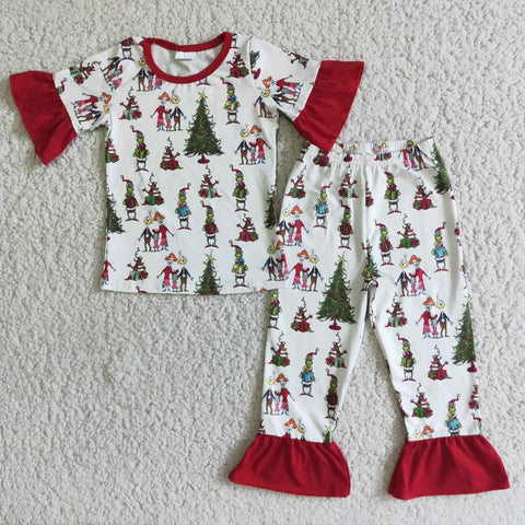 SALE D2-4 Christmas Green animal Red Short Sleeves Outfits