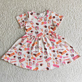 SALE D2-16 Donut Dunkin Orange Pink Short Dress
